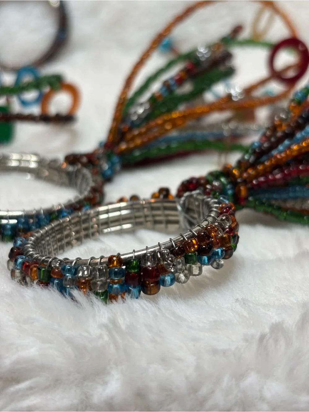 Festive Confetti Burst Napkin Rings India Mardi Gras Christmas set of 6